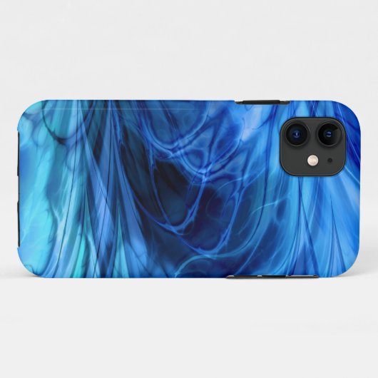 Fractal veren blauw Case-Mate iPhone case (Achterkant (horizontaal))