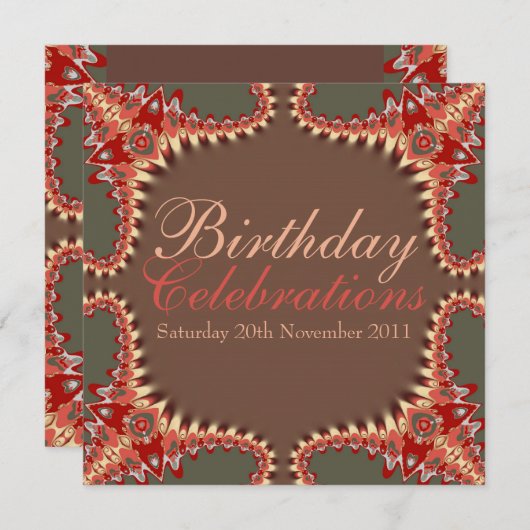 Fractal verjaardagsviering Afstuderen Uitnodiging (Voorkant / Achterkant)