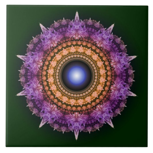 Fractal violet kristalpatroon tegeltje (Voorkant)