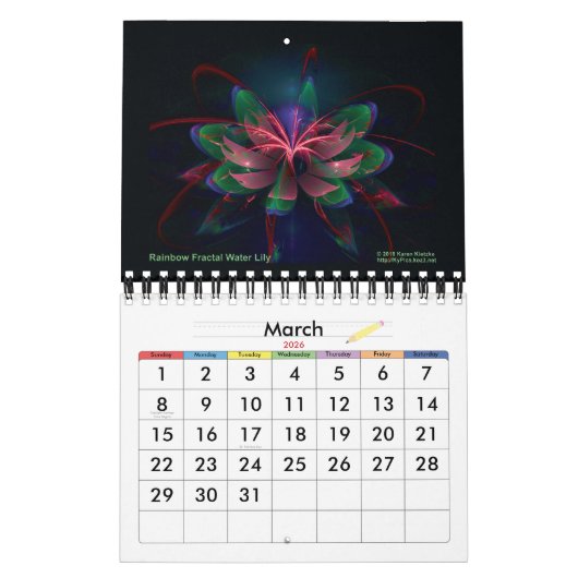 Fractal Water Lily Kalender (Mar 2026)
