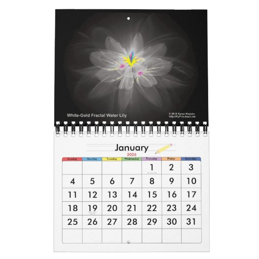 Fractal Water Lily Kalender (Jan 2026)