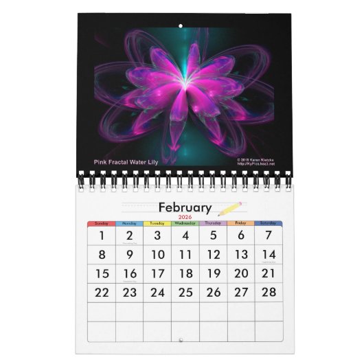 Fractal Water Lily Kalender (Feb 2026)