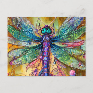 Fractal Waterverf Dragonfly Briefkaart