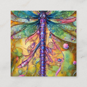 Fractal Waterverf Dragonfly Vierkante Visitekaartje
