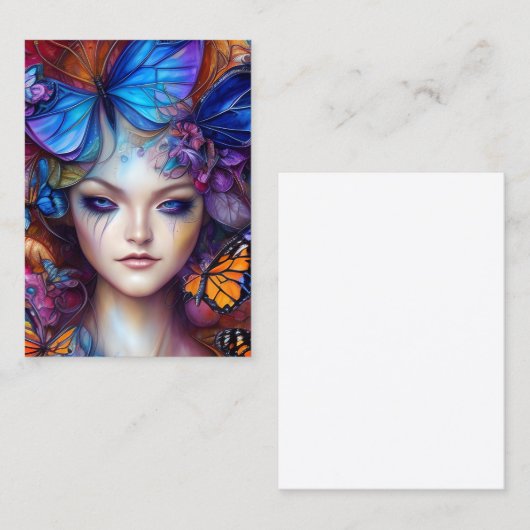 Fractal Waterverf vlinder digitaal schilderen Contactkaartje (Voorkant / Achterkant)