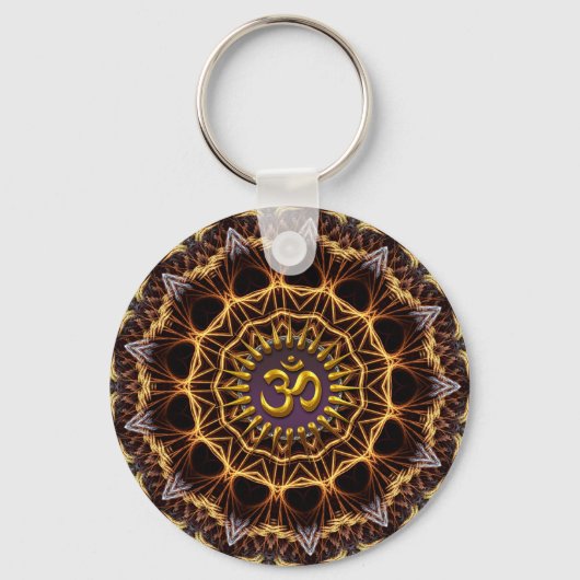 Fractal Weave Golden OM-symbool Sleutelhanger (Voorkant)