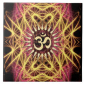 Fractal Webs of Gold Aum Ceramic Tile Tegeltje (Voorkant)