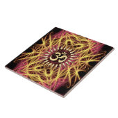 Fractal Webs of Gold Aum Ceramic Tile Tegeltje (Zijkant)