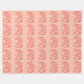 Fractal wervelolifant - koraal sinaasappel en wit fleece deken (Voorkant (Horizontaal))