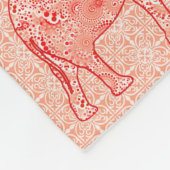 Fractal wervelolifant - koraal sinaasappel en wit fleece deken (Hoek)