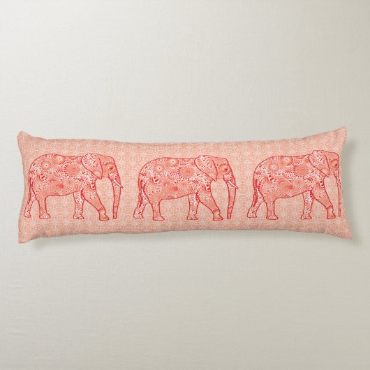 Fractal wervelolifant - koraal sinaasappel en wit lichaamskussen (Achterkant)