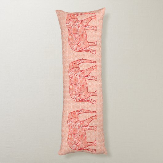 Fractal wervelolifant - koraal sinaasappel en wit lichaamskussen (Achterkant (Verticaal))