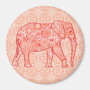 Fractal wervelolifant - koraal sinaasappel en wit magneet