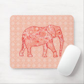 Fractal wervelolifant - koraal sinaasappel en wit muismat (Met muis)