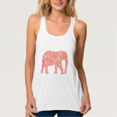 Fractal wervelolifant - koraal sinaasappel en wit tanktop (Voorkant)