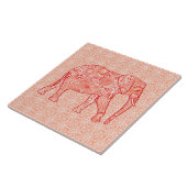 Fractal wervelolifant - koraal sinaasappel en wit tegeltje (Zijkant)