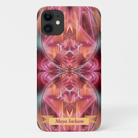 Fractal Whispers w/ Aangepaste naam Case-Mate iPhone Case (Achterkant)