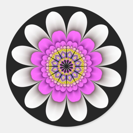 Fractal witte bloemenpower Stickers (Voorkant)