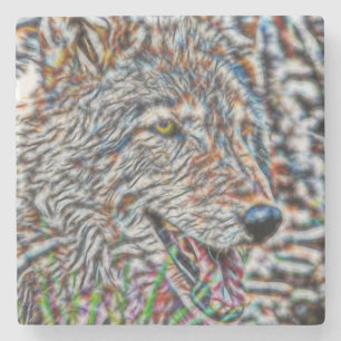 Fractal Wolf Stenen Onderzetter