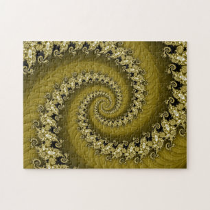 Fractal Yellow Double Spiral Puzzle Legpuzzel