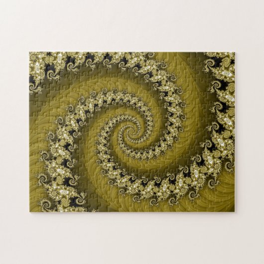 Fractal Yellow Double Spiral Puzzle Legpuzzel (Horizontaal)