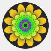 Fractal Yellow Flower Power Stickers (Voorkant)