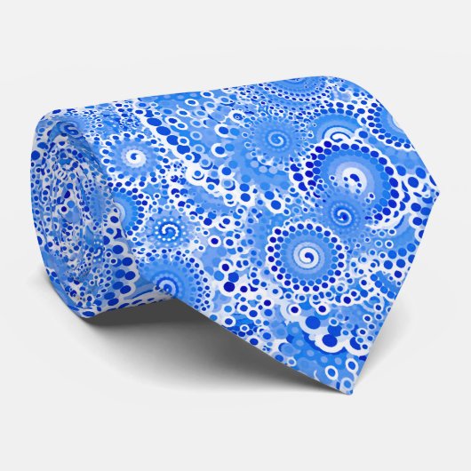 Fractal zwenkpatroon, blauw en wit stropdas (Opgerold)