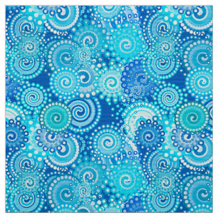 Fractal zwenkpatroon, kobaltblauw stof