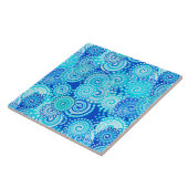 Fractal zwenkpatroon, kobaltblauw tegeltje (Zijkant)