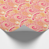 Fractal zwenkpatroon, koraal, perzik cadeaupapier (Hoek)