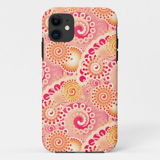 Fractal zwenkpatroon, koraal, perzik Case-Mate iPhone case (Achterkant)