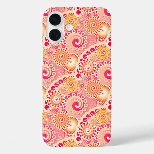 Fractal zwenkpatroon, koraal, perzik Case-Mate iPhone case (Achterkant)