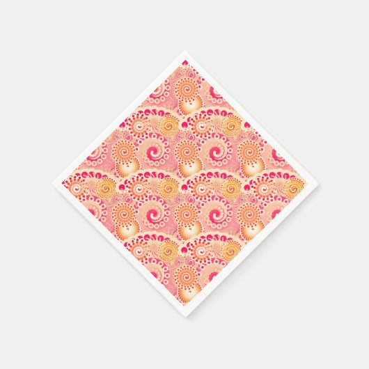 Fractal zwenkpatroon, koraal, perzik servetten (Hoek)