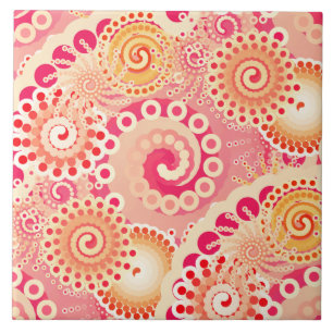 Fractal zwenkpatroon, koraal, perzik tegeltje