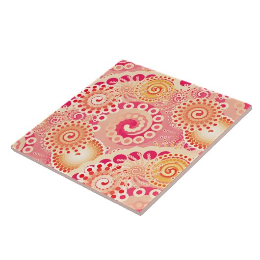 Fractal zwenkpatroon, koraal, perzik tegeltje (Zijkant)