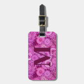 Fractal zwenkpatroon, paars, met monogram bagagelabel (Voorkant verticaal)