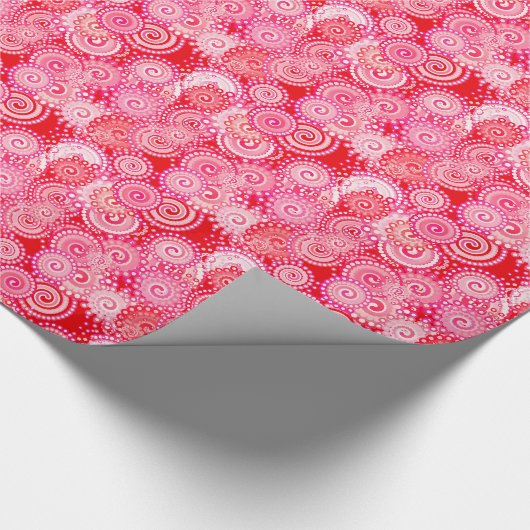 Fractal zwenkpatroon, rood en warm roze cadeaupapier (Hoek)