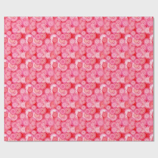 Fractal zwenkpatroon, rood en warm roze cadeaupapier (Vlak)