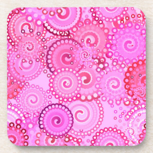 Fractal zwenkpatroon, roze en fuchsie bier onderzetter