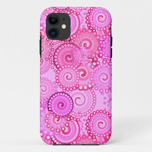 Fractal zwenkpatroon, roze en fuchsie Case-Mate iPhone case (Achterkant)