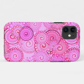 Fractal zwenkpatroon, roze en fuchsie Case-Mate iPhone case (Achterkant (horizontaal))