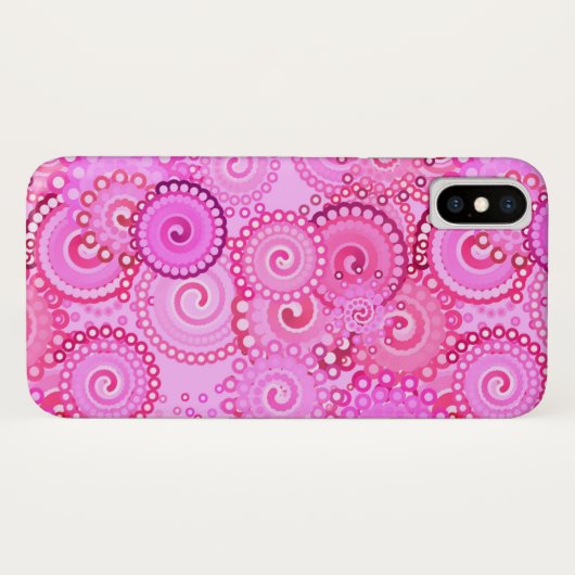 Fractal zwenkpatroon, roze en fuchsie Case-Mate iPhone case (Achterkant (horizontaal))