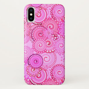 Fractal zwenkpatroon, roze en fuchsie iPhone x hoesje