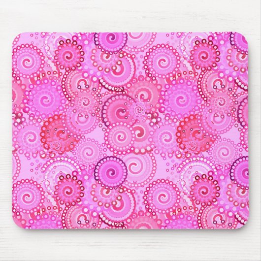 Fractal zwenkpatroon, roze en fuchsie muismat (Voorkant)
