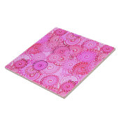 Fractal zwenkpatroon, roze en fuchsie tegeltje (Zijkant)