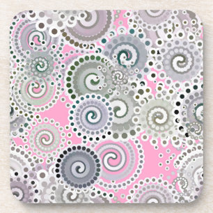 Fractal zwenkpatroon, roze en grijs bier onderzetter