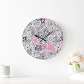 Fractal zwenkpatroon, roze en grijs grote klok (Huis)