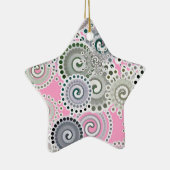 Fractal zwenkpatroon, roze en grijs keramisch ornament (Rechts)