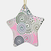 Fractal zwenkpatroon, roze en grijs keramisch ornament (Links)