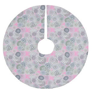 Fractal zwenkpatroon, roze en grijs kerstboom rok